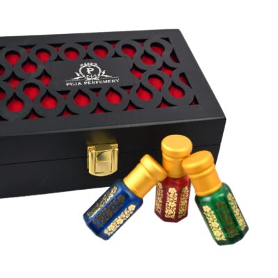 6 ML 3 Bottle Black Box Wooden Box 4